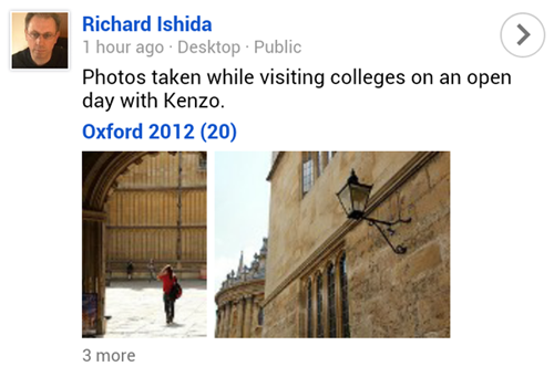 Picture of mobile google+ post.