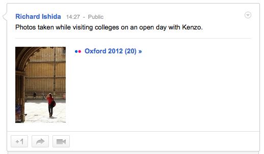 Picture of desktop google+ post.
